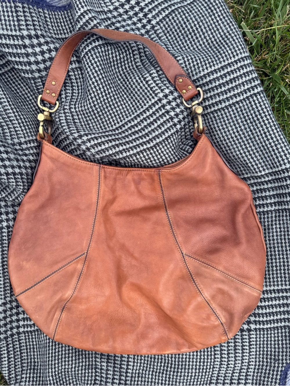 The Limited Cognac Leather Hobo Shoulder Bag
